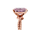 Rose gold Fancy Pink Emerald  Solitaire Twisted Band with Bead Prong Setting_310