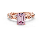Rose gold Fancy Pink Emerald  Solitaire Twisted Band with Pavé Accents and Four-Prong Setting_3