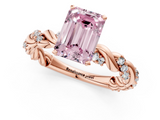 Rose gold Fancy Pink Emerald  Solitaire Twisted Band with Pavé Accents and Four-Prong Setting_4