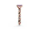 Rose gold Fancy Pink Emerald  Solitaire Twisted Band with Pavé Accents and Four-Prong Setting_5