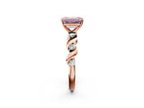 Rose gold Fancy Pink Emerald  Solitaire Twisted Band with Prong Setting 2