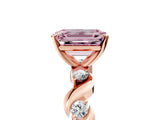 Rose gold Fancy Pink Emerald  Solitaire Twisted Band with Prong Setting 5