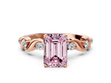 Rose gold Fancy Pink Emerald  Solitaire Twisted Band with Prong Setting