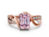 Rose gold Fancy Pink Emerald  Solitaire Twisted Band with Prong Setting_3