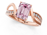 Rose gold Fancy Pink Emerald  Solitaire Twisted Band with Prong Setting_4