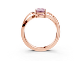 Rose gold Fancy Pink Emerald  Solitaire Twisted Band with Prong Setting_6