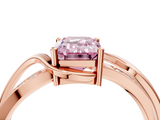 Rose gold Fancy Pink Emerald  Solitaire Twisted Band with Prong Setting_7