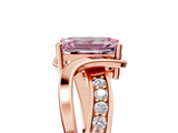 Rose gold Fancy Pink Emerald  Solitaire Twisted Band with Prong Setting_8