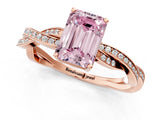 Rose gold Fancy Pink Emerald  Solitaire Twisted Pave Diamond Ring with Four-Prong Setting_105