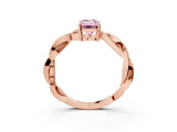 Rose gold Fancy Pink Emerald  Solitaire Twisted Pave Diamond Ring with Four-Prong Setting_107