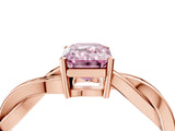 Rose gold Fancy Pink Emerald  Solitaire Twisted Pave Diamond Ring with Four-Prong Setting_108