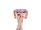 Rose gold Fancy Pink Emerald  Solitaire Twisted Pave Diamond Ring with Four-Prong Setting_109