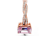Rose gold Fancy Pink Emerald  Solitaire Twisted Pave Diamond Ring with Four-Prong Setting_12