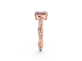 Rose gold Fancy Pink Emerald  Solitaire Twisted Pave Diamond Ring with Four-Prong Setting_14