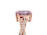 Rose gold Fancy Pink Emerald  Solitaire Twisted Pave Diamond Ring with Four-Prong Setting_17