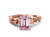 Rose gold Fancy Pink Emerald  Solitaire Vine Band with Milgrain Prong Setting_3