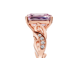 Rose gold Fancy Pink Emerald  Solitaire Vine Band with Milgrain Prong Setting_8