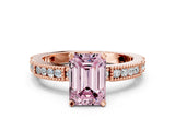 Rose gold Fancy Pink Emerald  Solitaire with Pavé Band and Four-Prong Setting_319