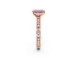 Rose gold Fancy Pink Emerald  Solitaire with Pavé Band and Four-Prong Setting_321