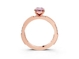 Rose gold Fancy Pink Emerald  Solitaire with Pavé Band and Four-Prong Setting_322