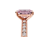 Rose gold Fancy Pink Emerald  Solitaire with Pavé Band and Four-Prong Setting_324