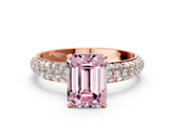 Rose gold Fancy Pink Emerald  Solitaire with Pave Band and Four-Prong Setting_3
