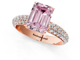 Rose gold Fancy Pink Emerald  Solitaire with Pave Band and Four-Prong Setting_4