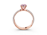 Rose gold Fancy Pink Emerald  Solitaire with Pave Band and Four-Prong Setting_6