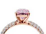 Rose gold Fancy Pink Emerald  Solitaire with Pave Band and Four-Prong Setting_7