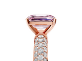Rose gold Fancy Pink Emerald  Solitaire with Pave Band and Four-Prong Setting_8
