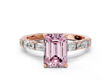Rose gold Fancy Pink Emerald  Solitaire with Side Baguettes and Channel Set Band_45