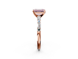 Rose gold Fancy Pink Emerald  Solitaire with Side Baguettes and Channel Set Band_47