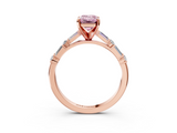Rose gold Fancy Pink Emerald  Solitaire with Side Baguettes and Channel Set Band_48