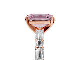 Rose gold Fancy Pink Emerald  Solitaire with Side Baguettes and Channel Set Band_50