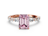 Rose gold Fancy Pink Emerald  Solitaire with Side Stones on a Pavé Band and Four-Prong Setting_23