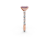 Rose gold Fancy Pink Emerald  Solitaire with Side Stones on a Pavé Band and Four-Prong Setting_25