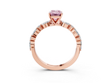 Rose gold Fancy Pink Emerald  Solitaire with Side Stones on a Pavé Band and Four-Prong Setting_26