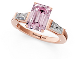 Rose gold Fancy Pink Emerald  Solitaire with Tapered Baguette Side Stones on a Classic Band with Four-Prong Setting_117