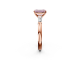 Rose gold Fancy Pink Emerald  Solitaire with Tapered Baguette Side Stones on a Classic Band with Four-Prong Setting_118