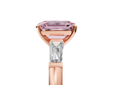 Rose gold Fancy Pink Emerald  Solitaire with Tapered Baguette Side Stones on a Classic Band with Four-Prong Setting_121