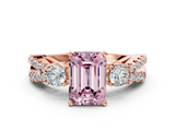 Rose gold Fancy Pink Emerald  Three-Stone Diamond Ring with Pavé Split Shank and Four-Prong Setting_80