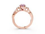 Rose gold Fancy Pink Emerald  Three-Stone Diamond Ring with Pavé Split Shank and Four-Prong Setting_83
