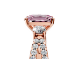 Rose gold Fancy Pink Emerald  Three-Stone Diamond Ring with Pavé Split Shank and Four-Prong Setting_85
