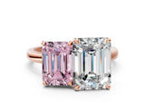 Rose gold Fancy Pink Emerald  and Emerald Cut Toi Moi Ring with Prong Setting_45