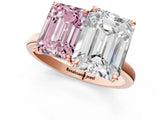 Rose gold Fancy Pink Emerald  and Emerald Cut Toi Moi Ring with Prong Setting_46
