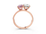 Rose gold Fancy Pink Emerald  and Emerald Cut Toi Moi Ring with Prong Setting_48