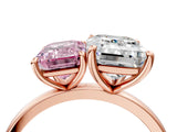 Rose gold Fancy Pink Emerald  and Emerald Cut Toi Moi Ring with Prong Setting_49
