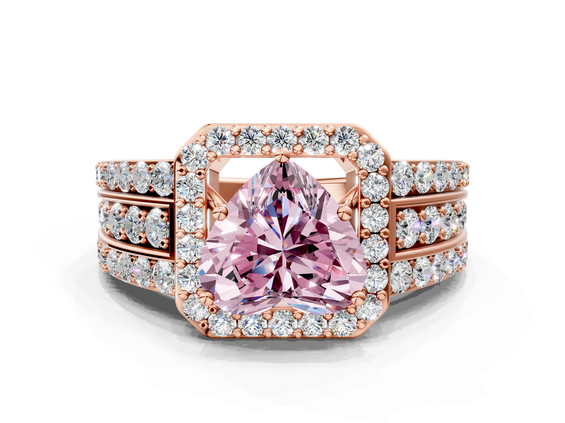 Rose gold Fancy Pink Heart -Cut Halo Diamond Ring with Split Shank and Four-Prong Setting_71