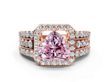 Rose gold Fancy Pink Heart -Cut Halo Diamond Ring with Split Shank and Four-Prong Setting_71