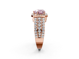 Rose gold Fancy Pink Heart -Cut Halo Diamond Ring with Split Shank and Four-Prong Setting_73